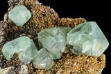 Green Fluorite Crystals on Quartz - China #112190-1